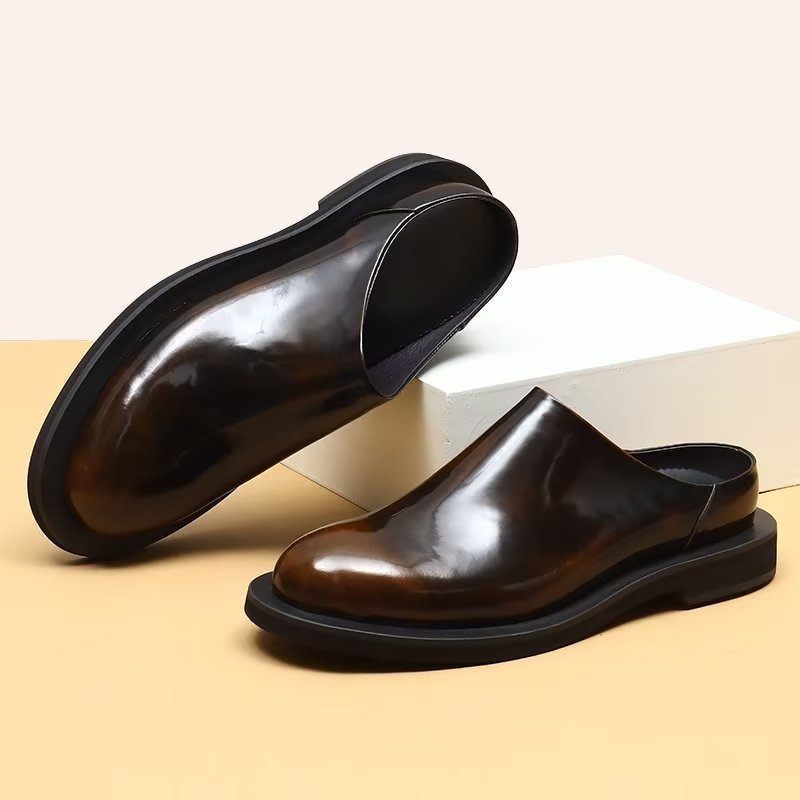 Sapatos Casuais Masculinos Luxuosos Slip-ons Couro - Café