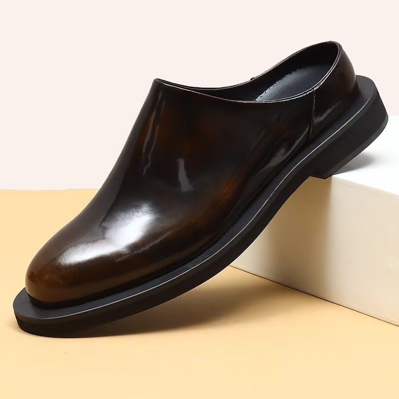 Sapatos Casuais Masculinos Luxuosos Slip-ons Couro - Café