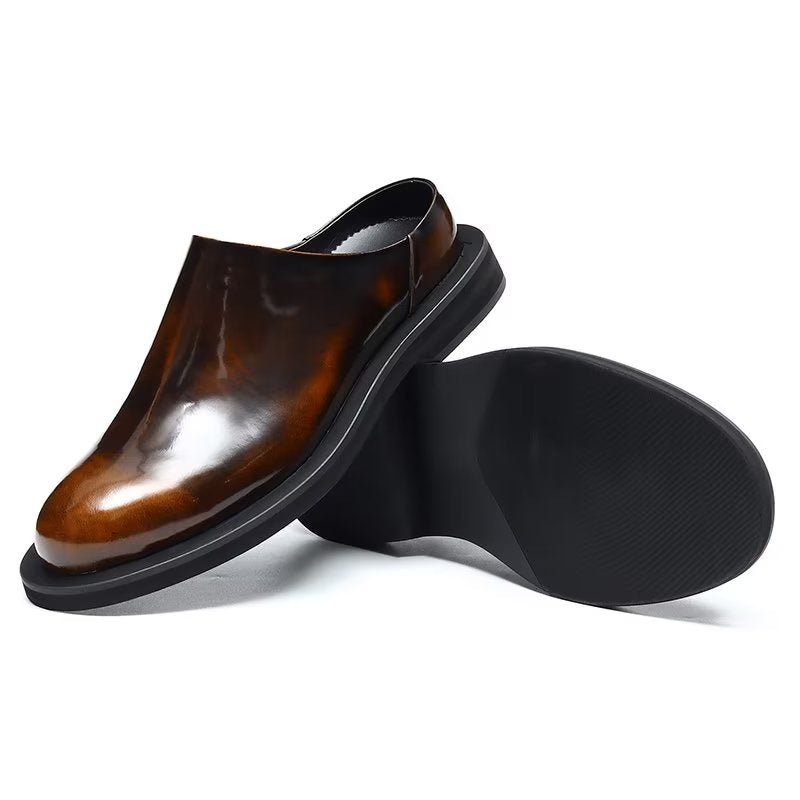 Sapatos Casuais Masculinos Luxuosos Slip-ons Couro - Café