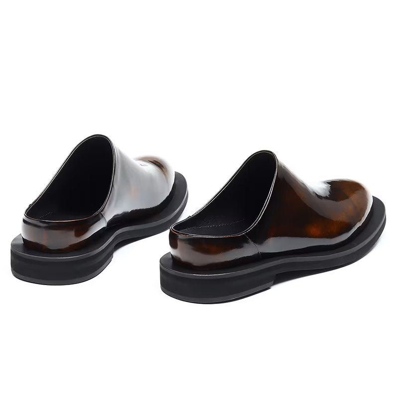 Sapatos Casuais Masculinos Luxuosos Slip-ons Couro - Café