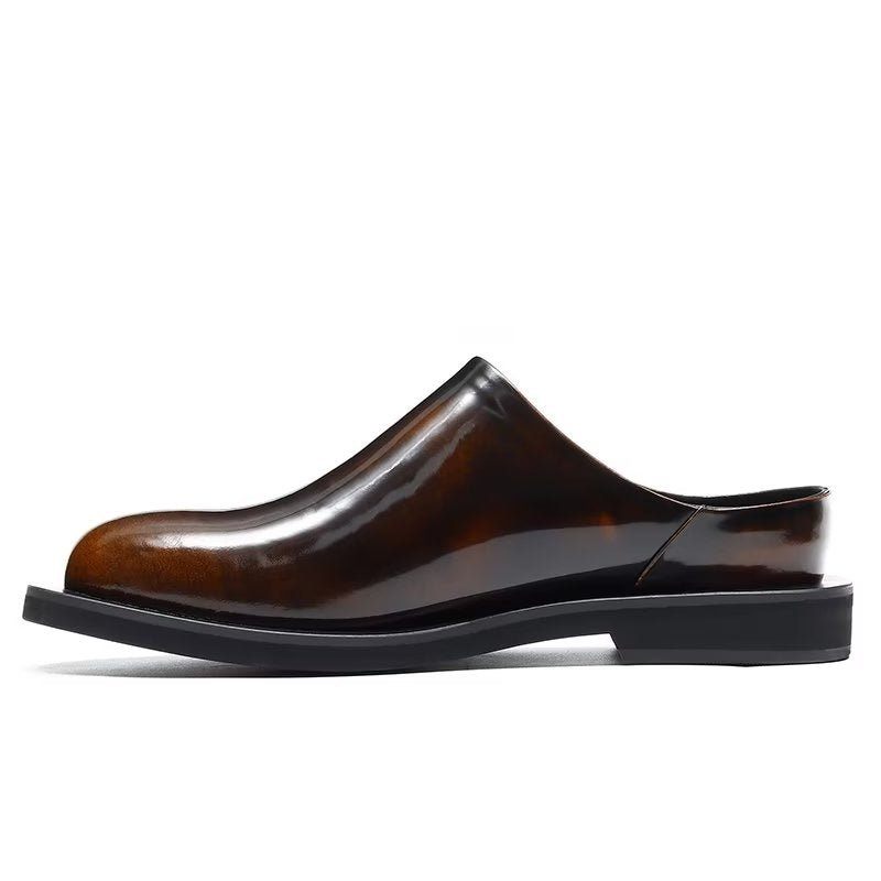 Sapatos Casuais Masculinos Luxuosos Slip-ons Couro - Café