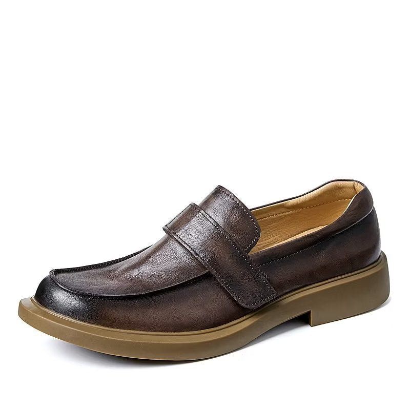 Sapatos Casuais Masculinos Luxuosos Slip-ons Couro A Atualização Estilo Definitiva - Café