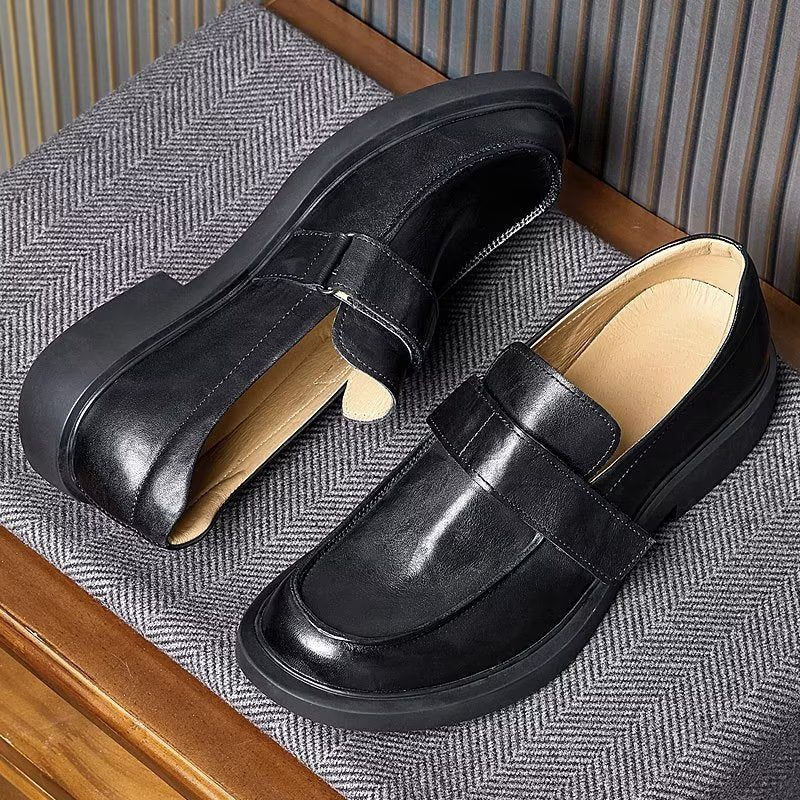 Sapatos Casuais Masculinos Luxuosos Slip-ons Couro A Atualização Estilo Definitiva - Preto