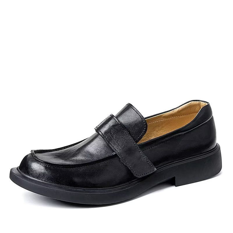 Sapatos Casuais Masculinos Luxuosos Slip-ons Couro A Atualização Estilo Definitiva - Preto