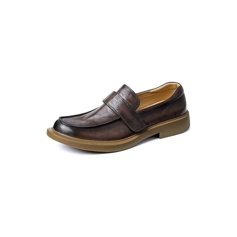 Sapatos Casuais Masculinos Luxuosos Slip-ons Couro A Atualização Estilo Definitiva - Café