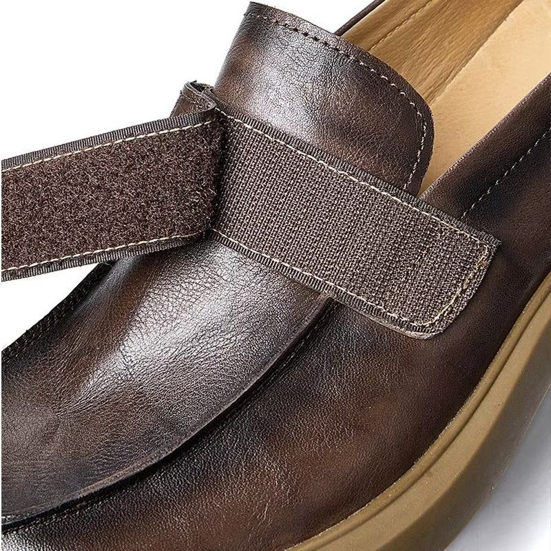 Sapatos Casuais Masculinos Luxuosos Slip-ons Couro A Atualização Estilo Definitiva - Café