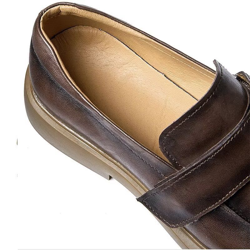 Sapatos Casuais Masculinos Luxuosos Slip-ons Couro A Atualização Estilo Definitiva - Café