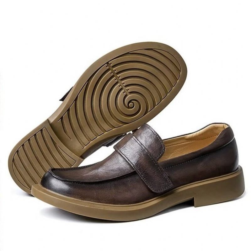 Sapatos Casuais Masculinos Luxuosos Slip-ons Couro A Atualização Estilo Definitiva - Café