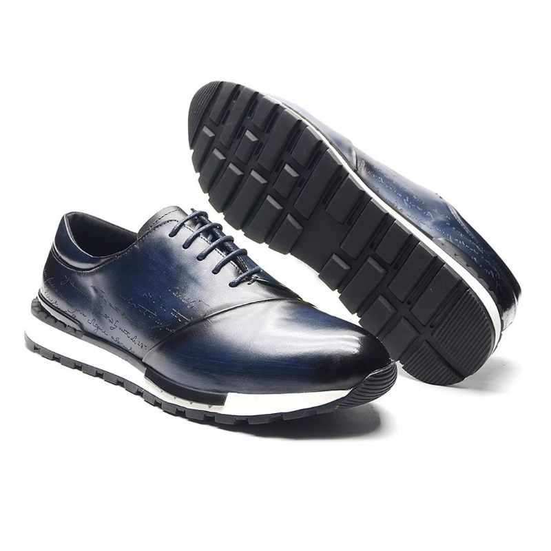 Sapatos Casuais Masculinos Relaxados Couro Refinado Casuals - Azul