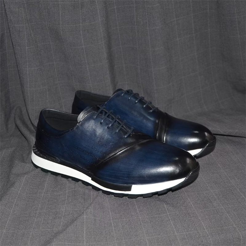 Sapatos Casuais Masculinos Relaxados Couro Refinado Casuals - Azul