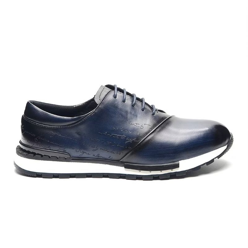 Sapatos Casuais Masculinos Relaxados Couro Refinado Casuals - Azul