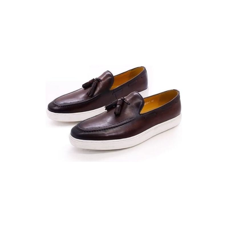 Sapatos Casuais Masculinos Slip-on - Café