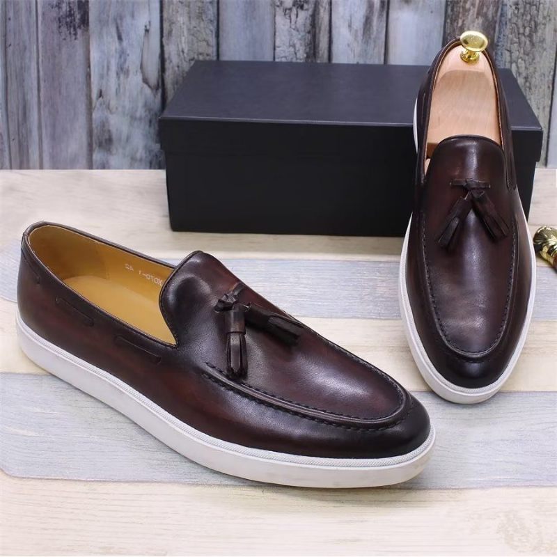 Sapatos Casuais Masculinos Slip-on - Café