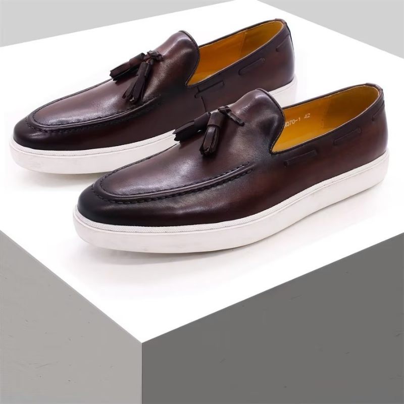 Sapatos Casuais Masculinos Slip-on - Café