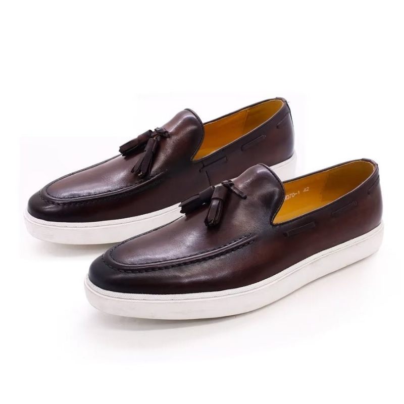 Sapatos Casuais Masculinos Slip-on - Café