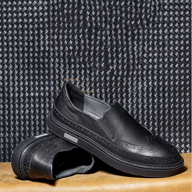 Sapatos Casuais Masculinos Slip-on - Preto