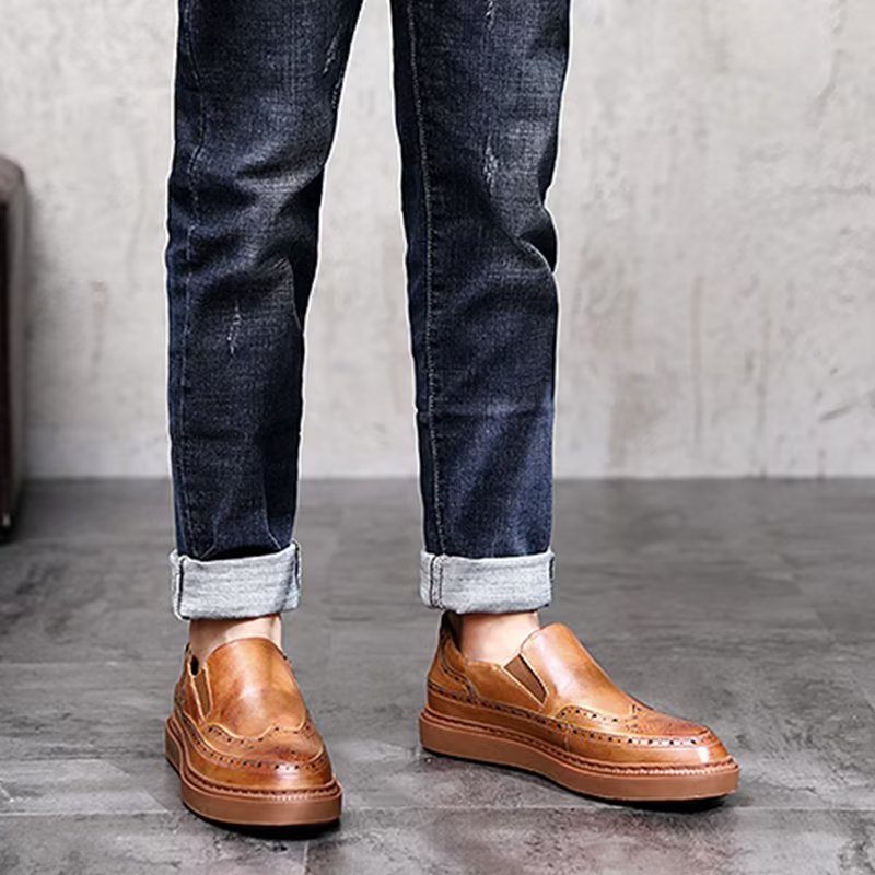 Sapatos Casuais Masculinos Slip-on - Café