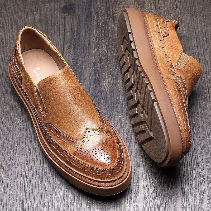 Sapatos Casuais Masculinos Slip-on - Café