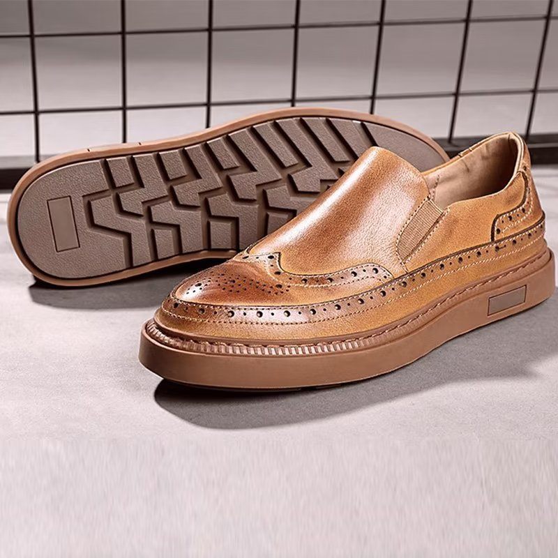 Sapatos Casuais Masculinos Slip-on - Café