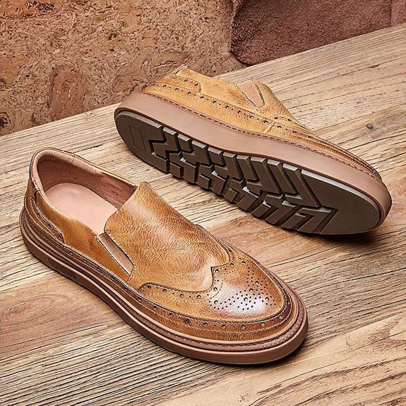 Sapatos Casuais Masculinos Slip-on - Café