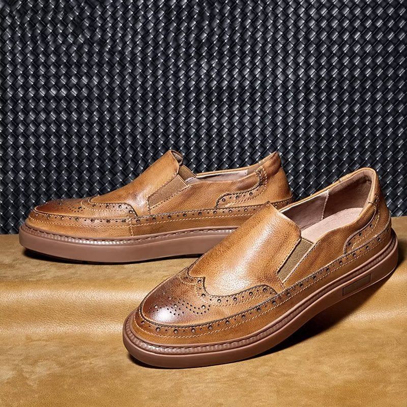 Sapatos Casuais Masculinos Slip-on - Café