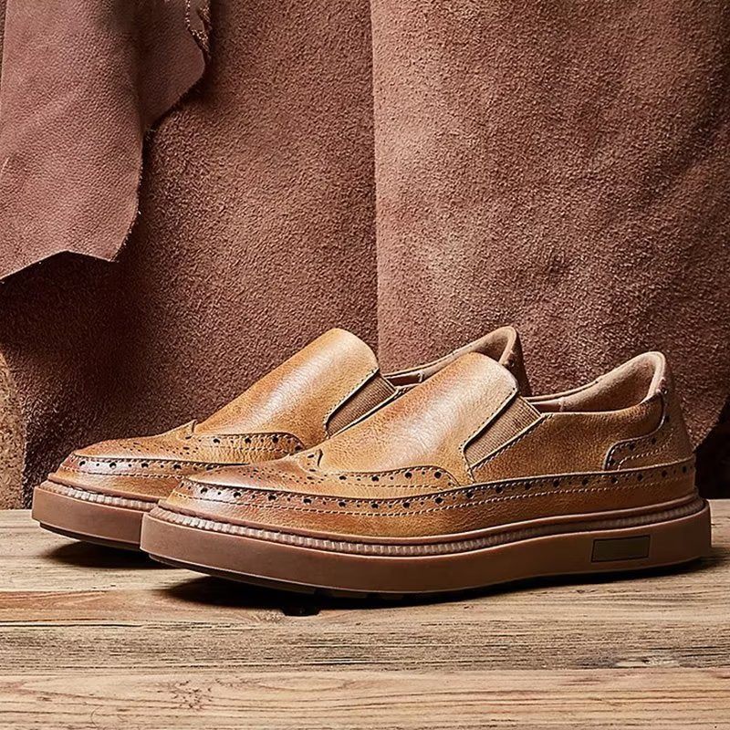 Sapatos Casuais Masculinos Slip-on - Café