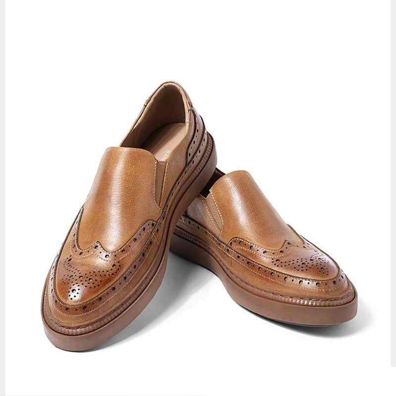 Sapatos Casuais Masculinos Slip-on - Café