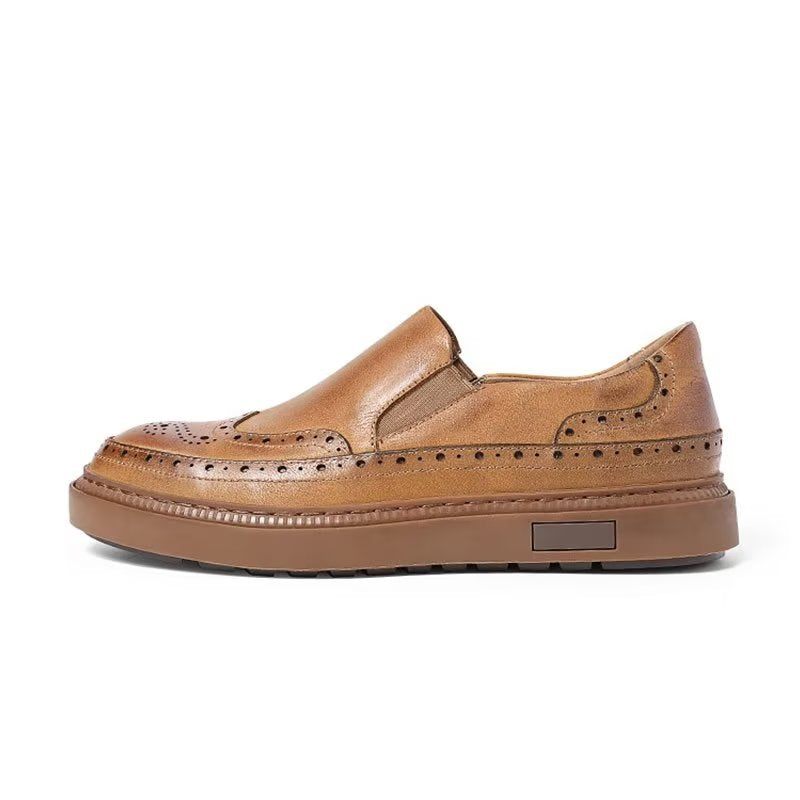 Sapatos Casuais Masculinos Slip-on - Café