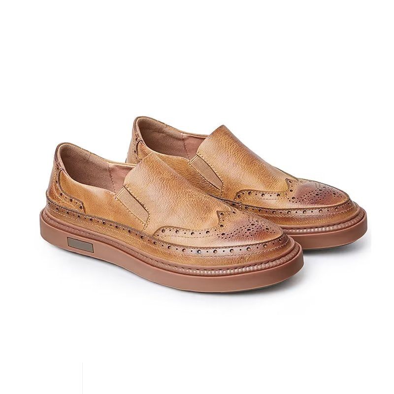 Sapatos Casuais Masculinos Slip-on - Café