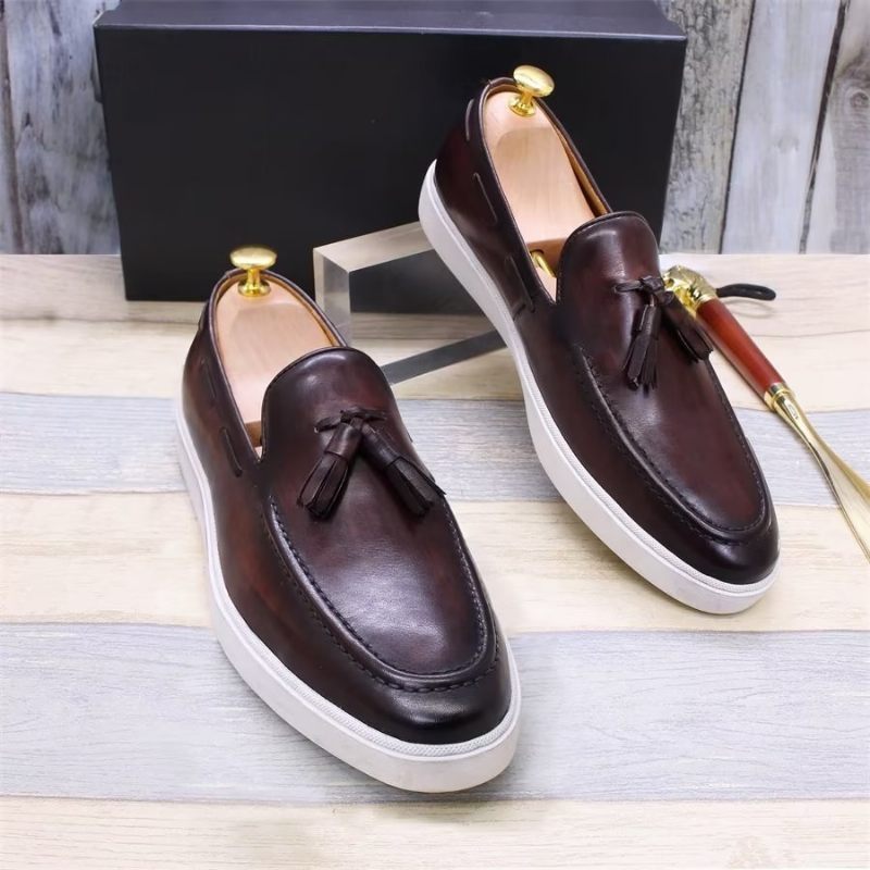 Sapatos Casuais Masculinos Slip-on - Café