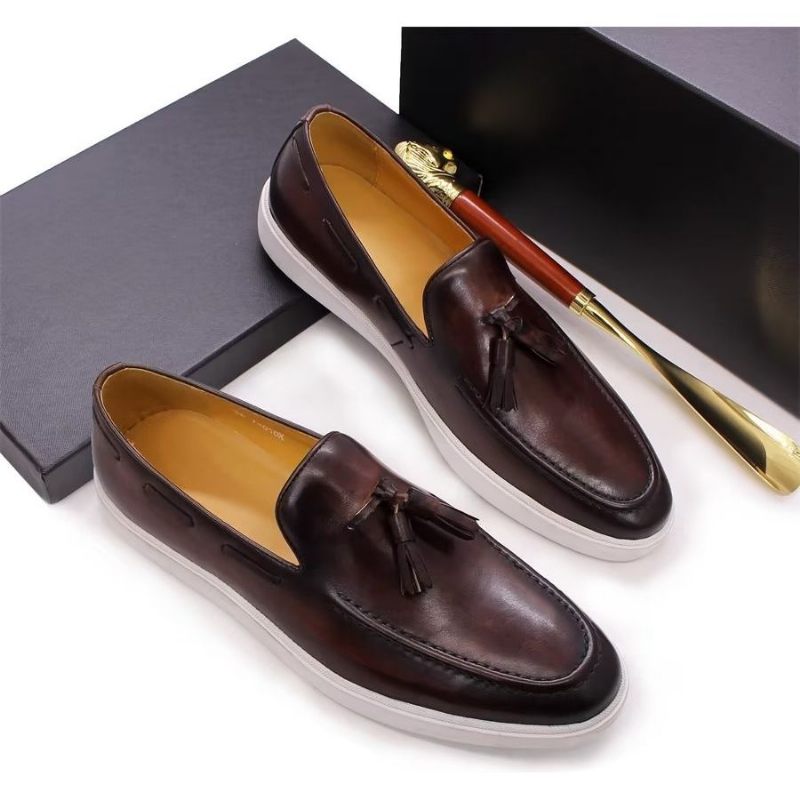 Sapatos Casuais Masculinos Slip-on - Café