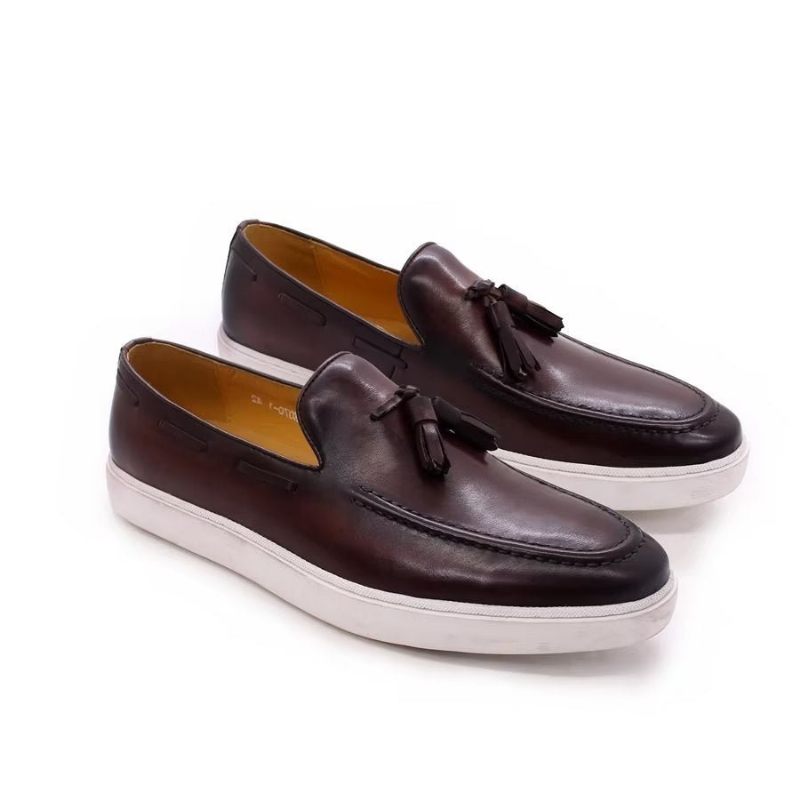 Sapatos Casuais Masculinos Slip-on - Café