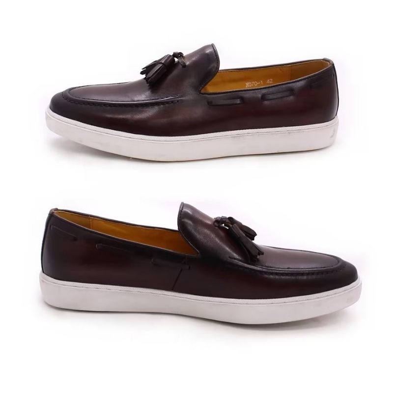 Sapatos Casuais Masculinos Slip-on - Café