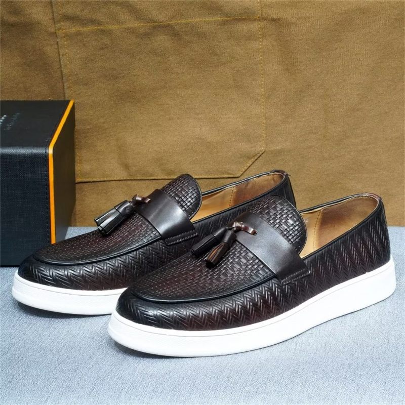 Sapatos Casuais Masculinos Slip-on Elegância - Café