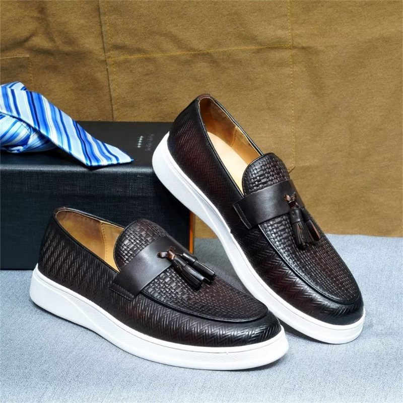 Sapatos Casuais Masculinos Slip-on Elegância - Café