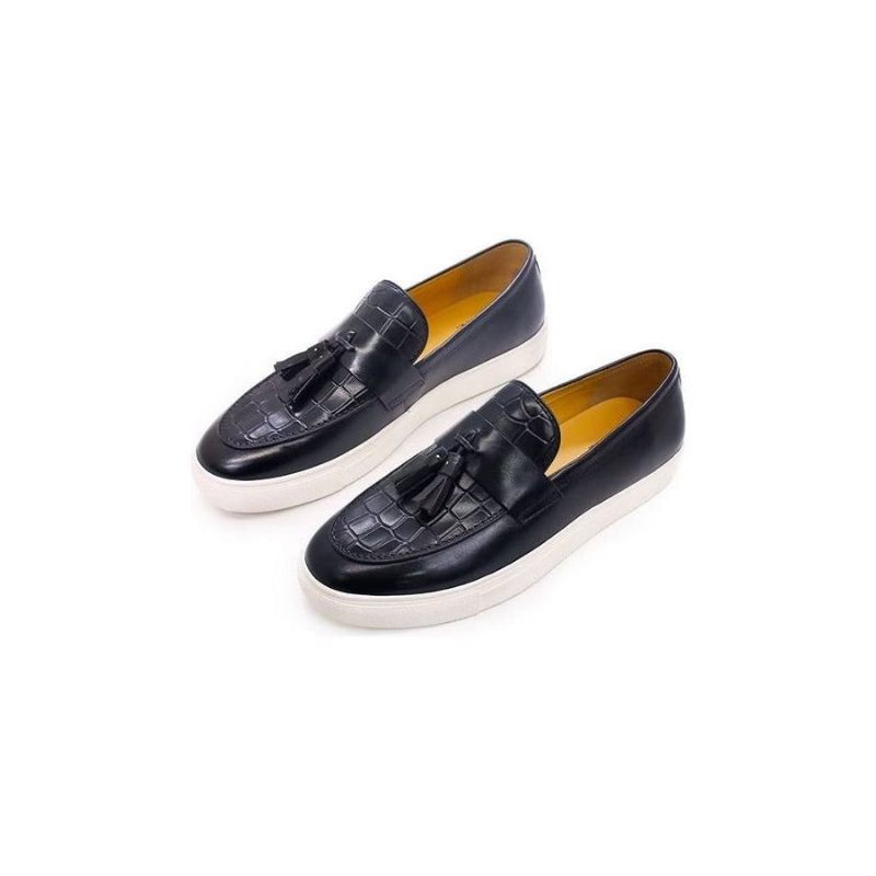 Sapatos Casuais Masculinos Slip-on Pintados À Mão - Preto