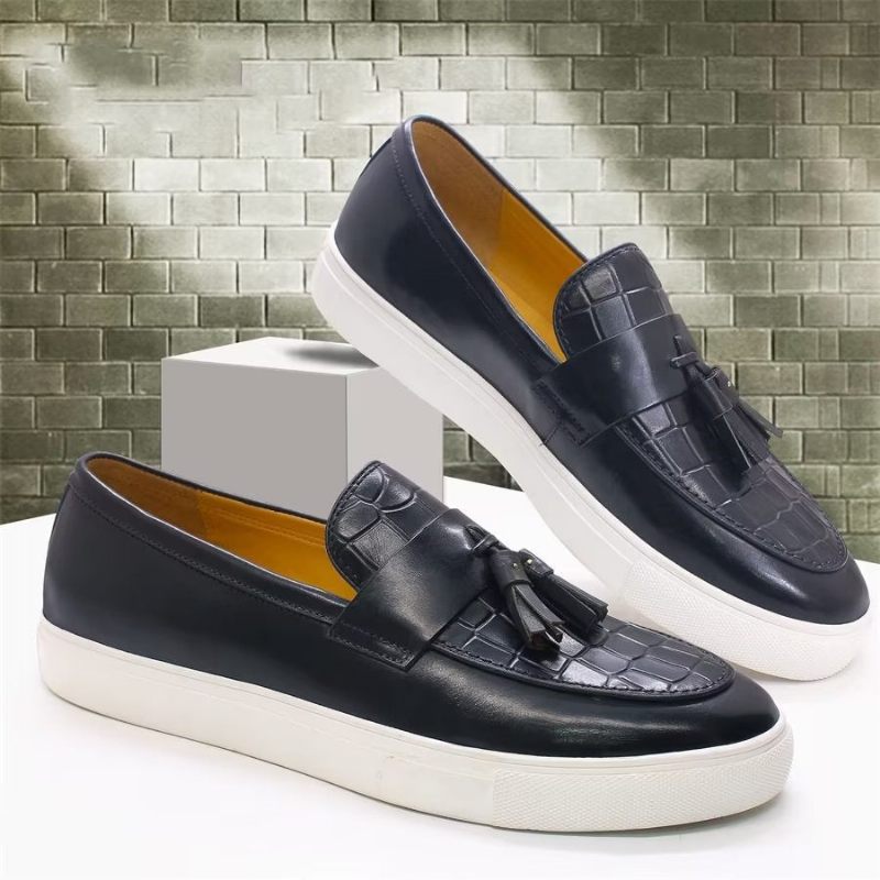 Sapatos Casuais Masculinos Slip-on Pintados À Mão - Preto