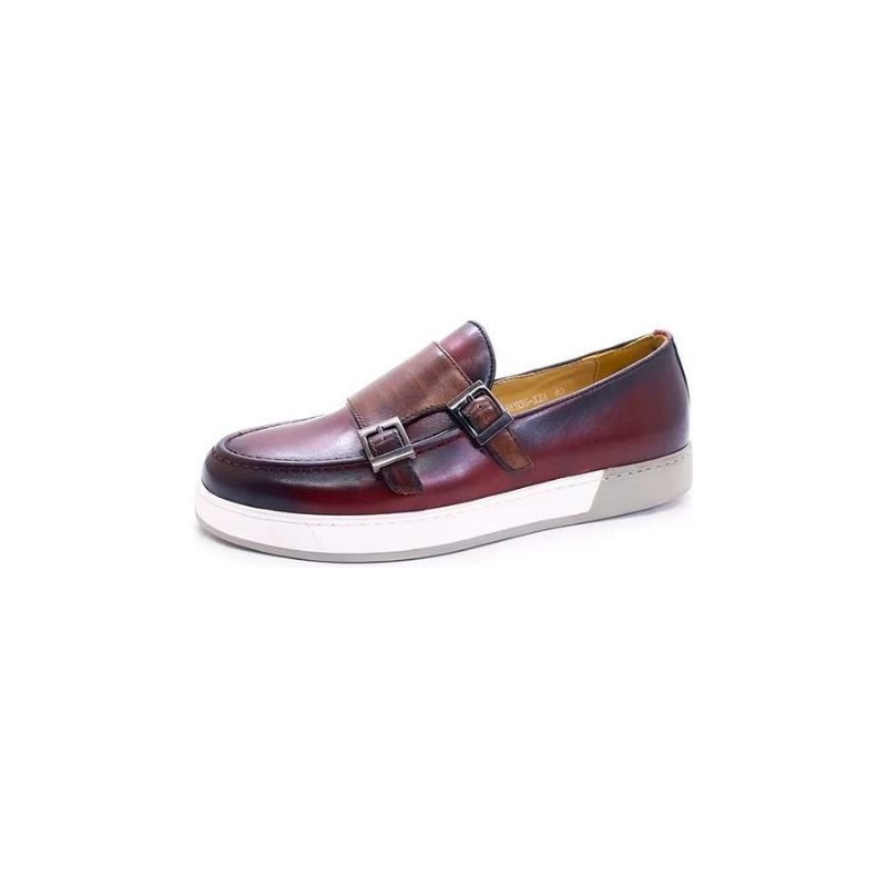 Sapatos Casuais Masculinos Slip-ons Couro Vaca Elegante - Café