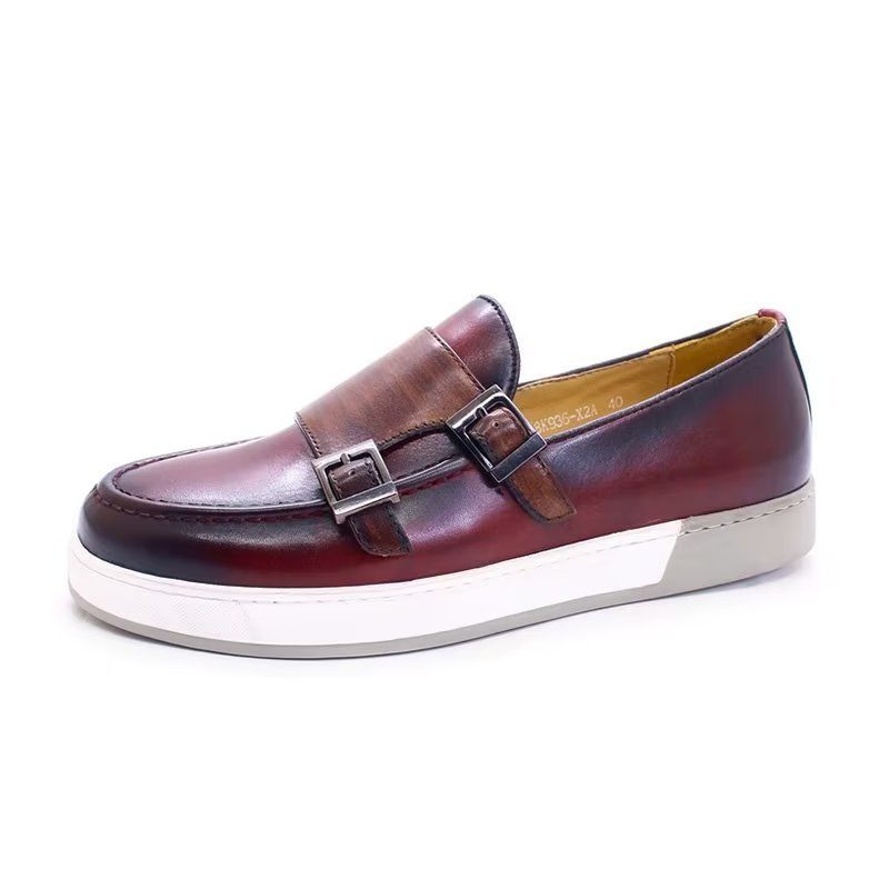 Sapatos Casuais Masculinos Slip-ons Couro Vaca Elegante - Café