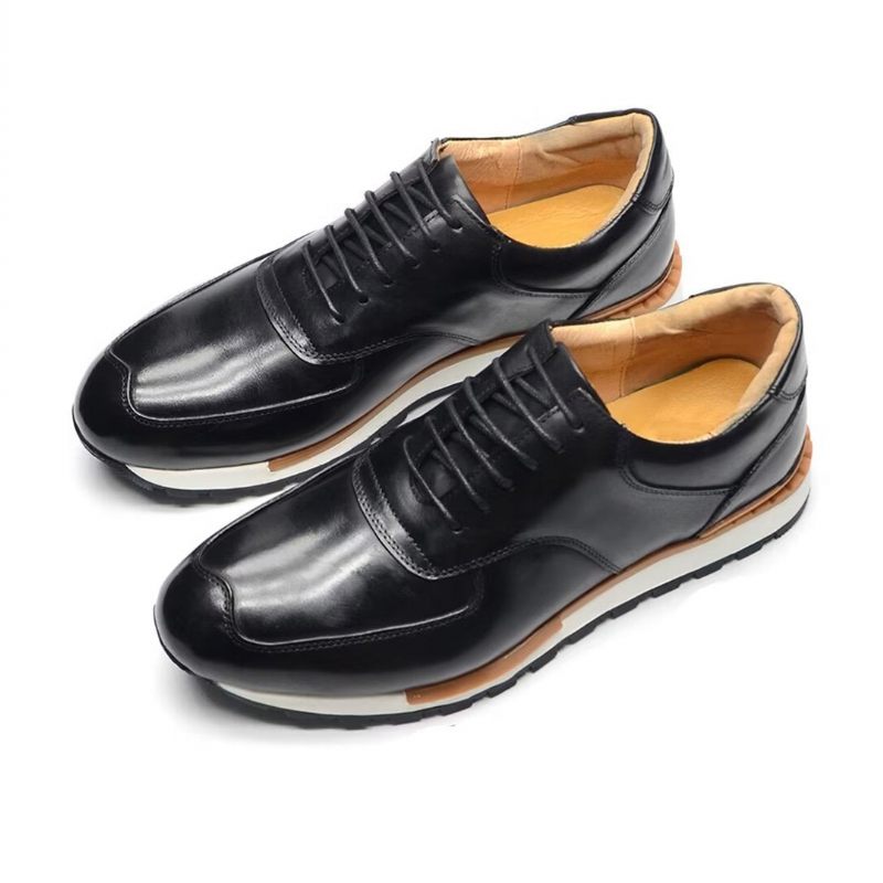 Sapatos Casuais Masculinos Sofisticação Relaxada Casual Com Atacadores - Preto