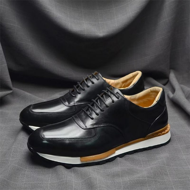 Sapatos Casuais Masculinos Sofisticação Relaxada Casual Com Atacadores - Preto