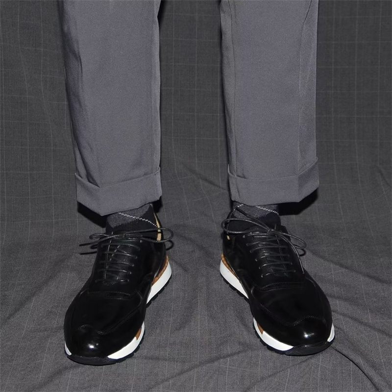 Sapatos Casuais Masculinos Sofisticação Relaxada Casual Com Atacadores - Preto