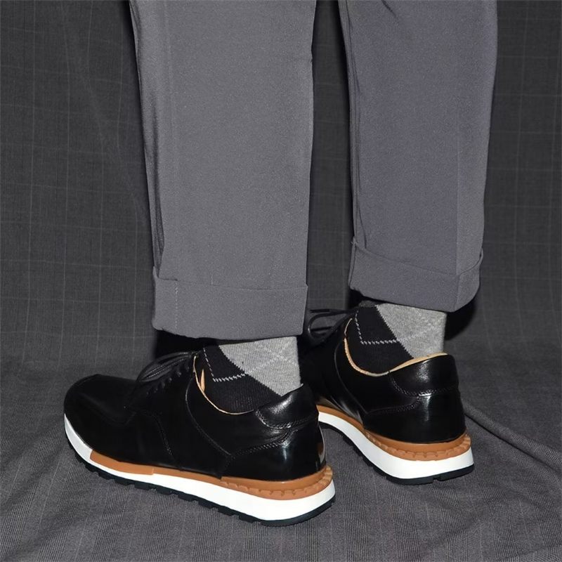 Sapatos Casuais Masculinos Sofisticação Relaxada Casual Com Atacadores - Preto