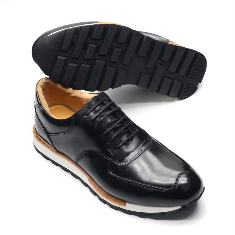 Sapatos Casuais Masculinos Sofisticação Relaxada Casual Com Atacadores - Preto