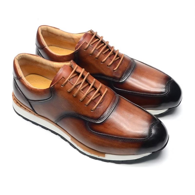 Sapatos Casuais Masculinos Sofisticação Relaxada Casual Com Atacadores - Marrom