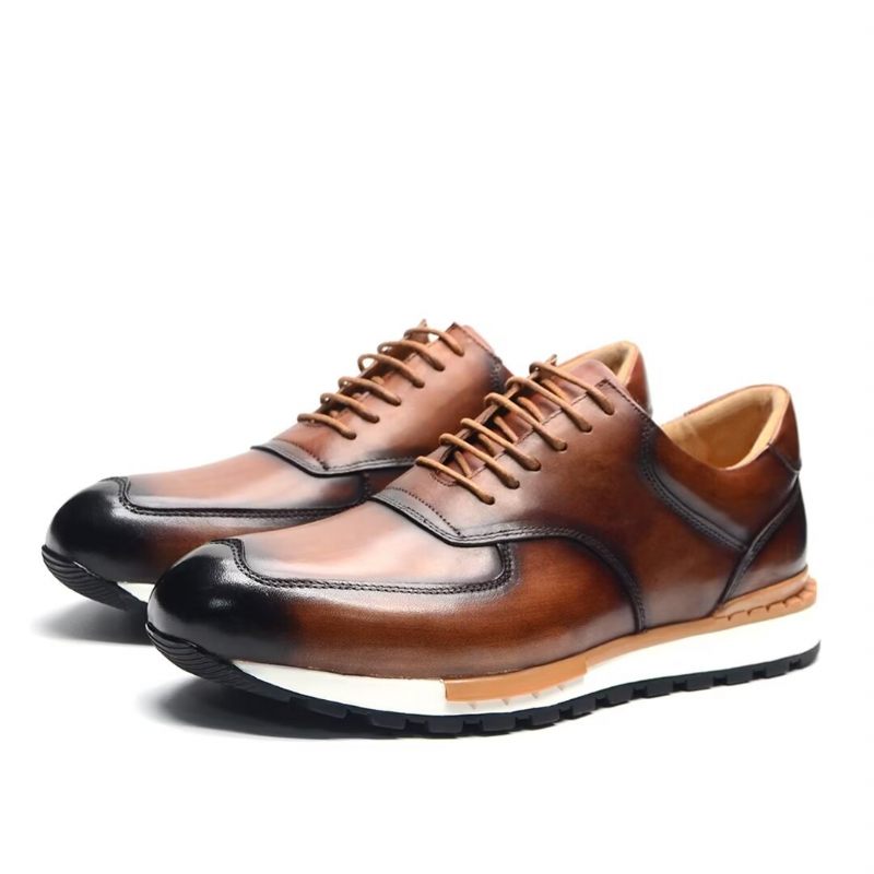 Sapatos Casuais Masculinos Sofisticação Relaxada Casual Com Atacadores - Marrom