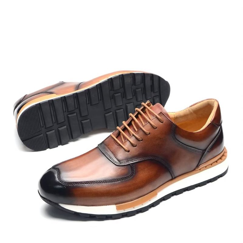 Sapatos Casuais Masculinos Sofisticação Relaxada Casual Com Atacadores - Marrom