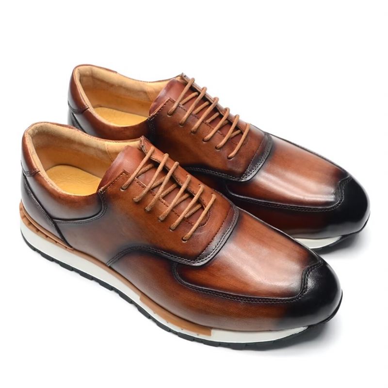 Sapatos Casuais Masculinos Sofisticação Relaxada Casual Com Atacadores - Marrom