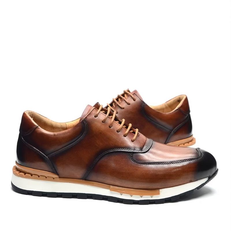 Sapatos Casuais Masculinos Sofisticação Relaxada Casual Com Atacadores - Marrom