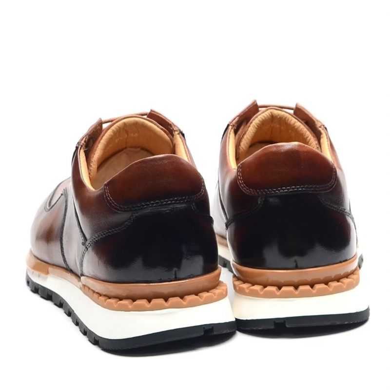 Sapatos Casuais Masculinos Sofisticação Relaxada Casual Com Atacadores - Marrom